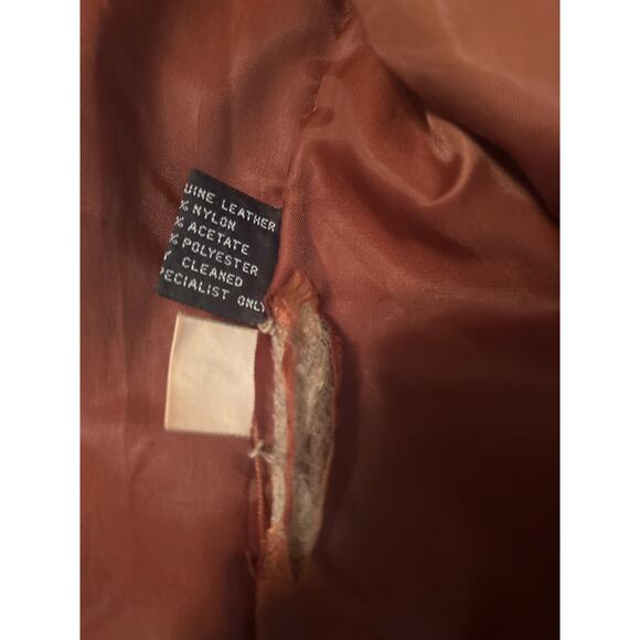 GUC Gianti Collection Men's Brown Leather Belted Jacket Zipper Pockets Size L - Picture 6 of 10